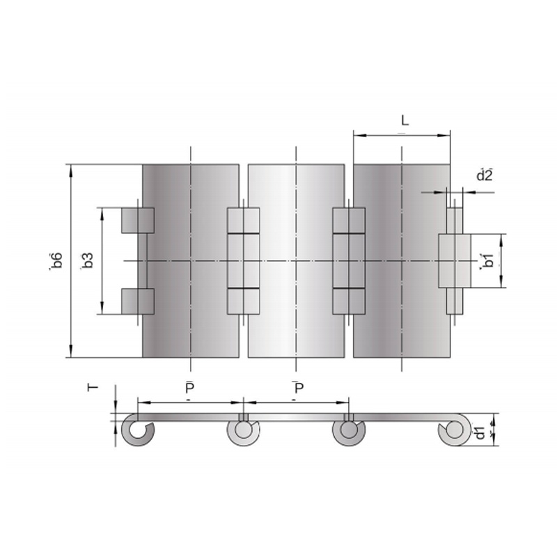 Transportketting met platte bovenkant