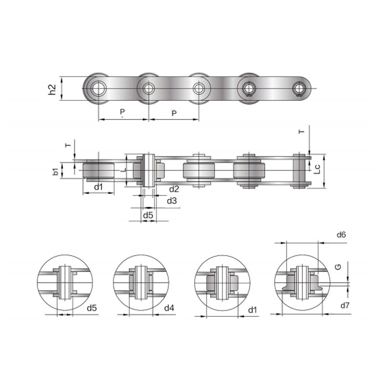 Transportketting met holle pennen (FVC-serie) voor de Europese markt